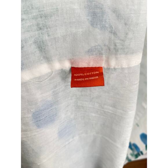 OLIPHANT Ruffle Collar Button Maxi Dress Blue White Block Print Tuckernuck M - Picture 9 of 9